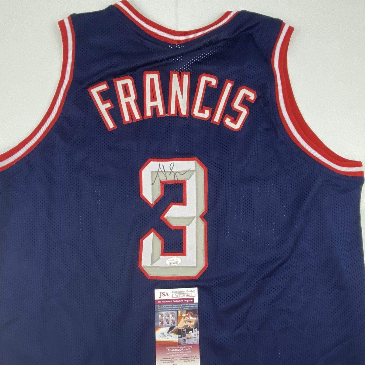 Autographed/Signed Steve Francis Houston Blue Basketball Jersey JSA COA