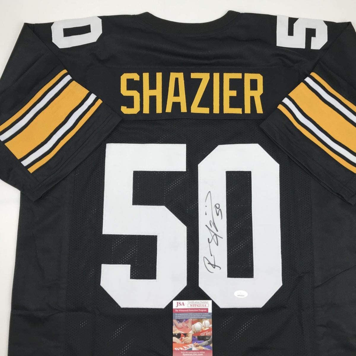 Autographed/Signed Ryan Shazier Pittsburgh Black Retro Football Jersey JSA COA