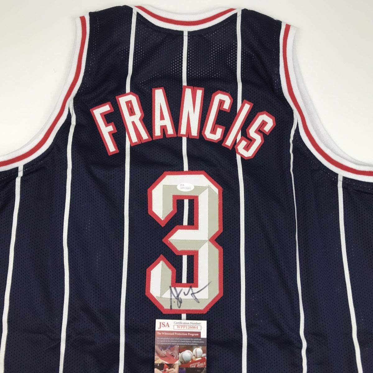 Autographed/Signed Steve Francis Houston Blue Basketball Jersey JSA COA