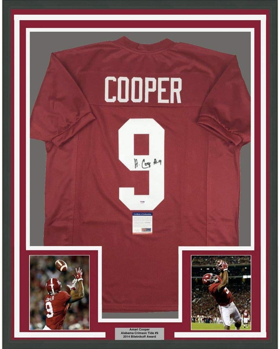 Framed Autographed/Signed Amari Cooper 35x39 Alabama Red College Football Jersey PSA/DNA COA