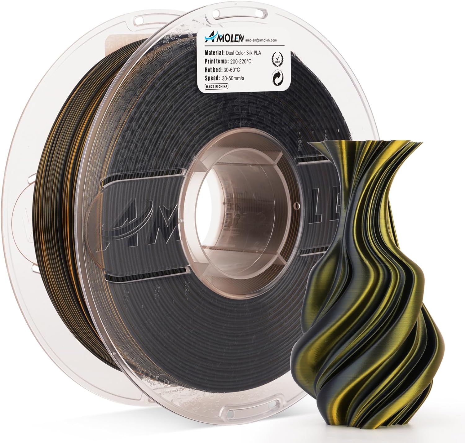 PLA Silk Dual Color Filament 1.75mm, 1KG/2.2LB