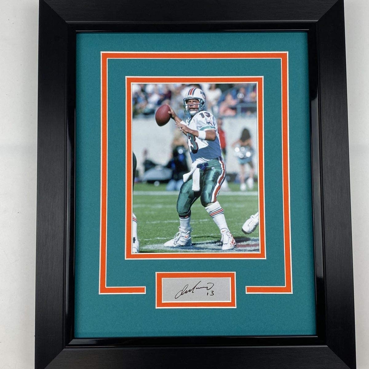 Framed Dan Marino Facsimile Laser Engraved Signature Auto Miami Dolphins 11x14 Football Photo