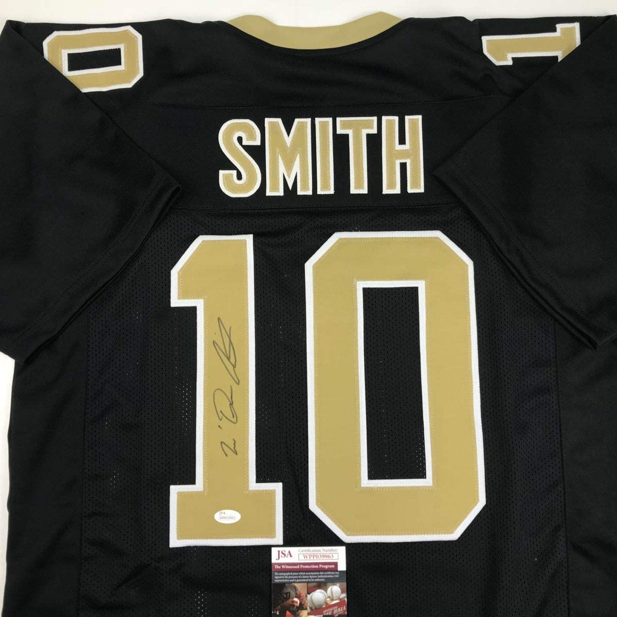 Autographed/Signed Tre'Quan Smith New Orleans Black Football Jersey JSA COA