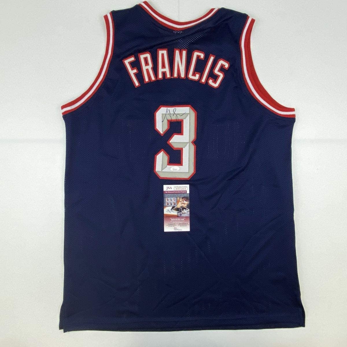 Autographed/Signed Steve Francis Houston Blue Basketball Jersey JSA COA