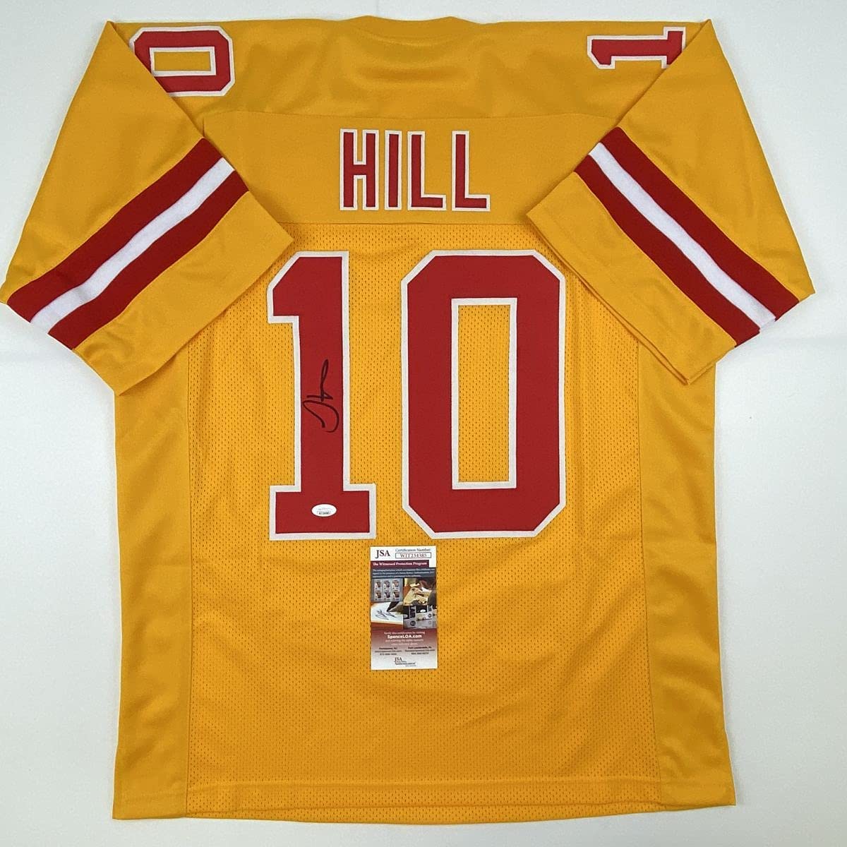 Autographed/Signed Tyreek Hill Kansas City Yellow Football Jersey JSA COA