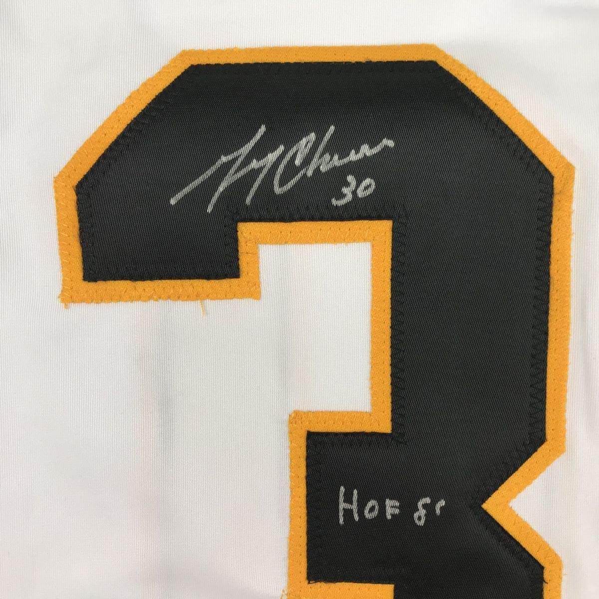 Autographed/Signed Gerry Cheevers HOF 85 Boston White Hockey Jersey JSA COA