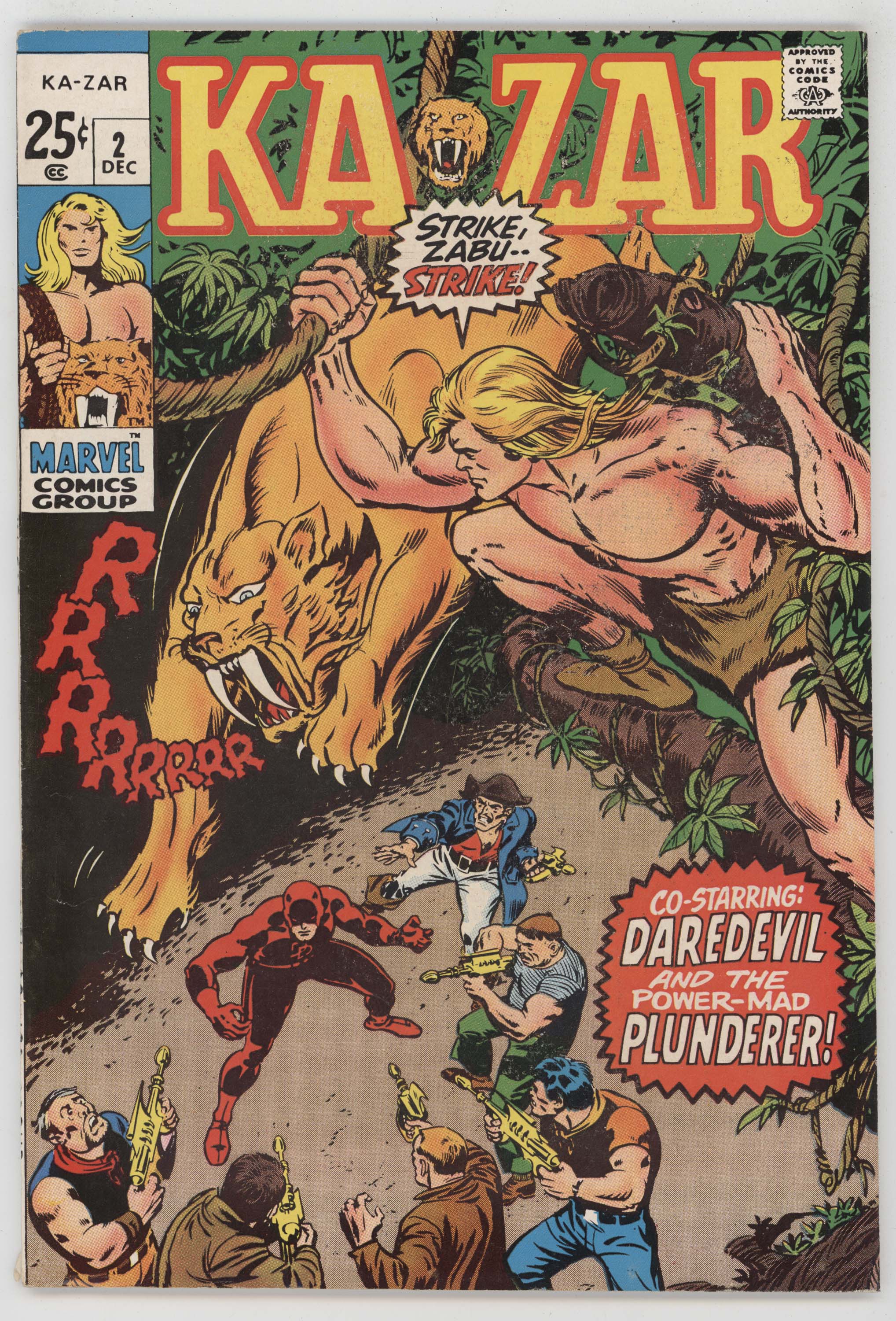 Ka-Zar 2 Marvel 1970 FN Daredevil X-Men Stan Lee Jerry Siegel Jack Kirby