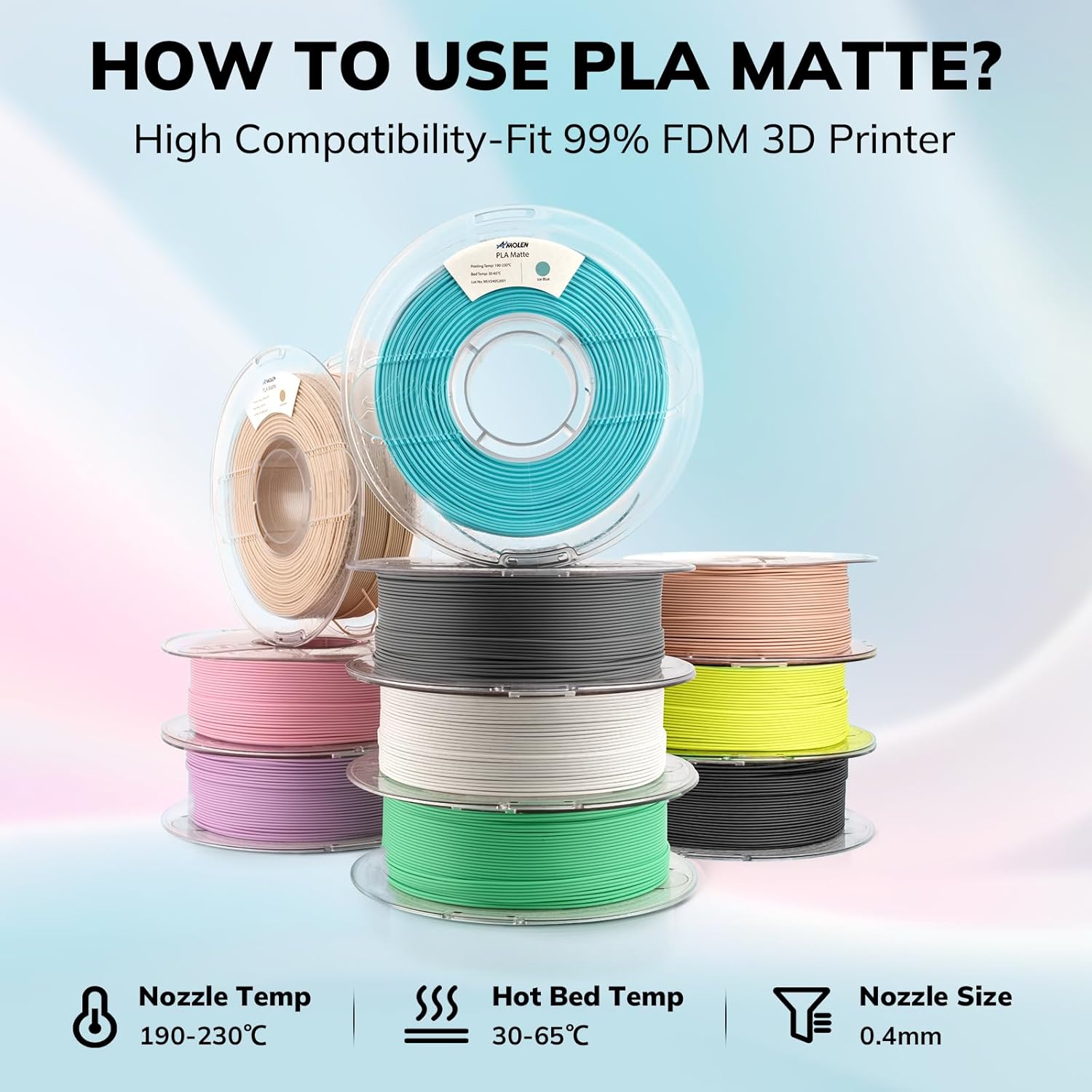 PLA Matte Basic 1.75mm Bundle, 4KG