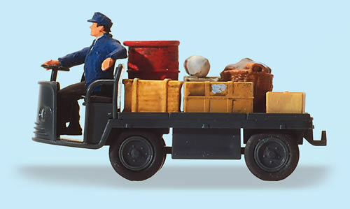 Preiser 28147 HO Scale Electric Baggage Truck (Nonoperating) w/Driver & Load