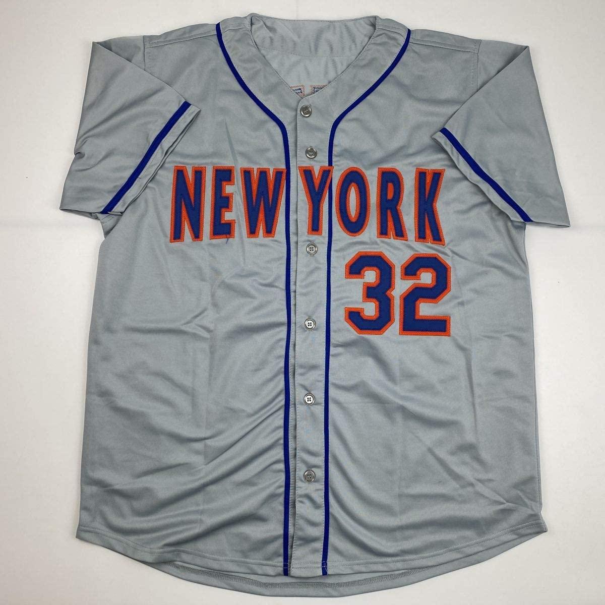 Autographed/Signed Steven Matz New York Grey Baseball Jersey JSA COA