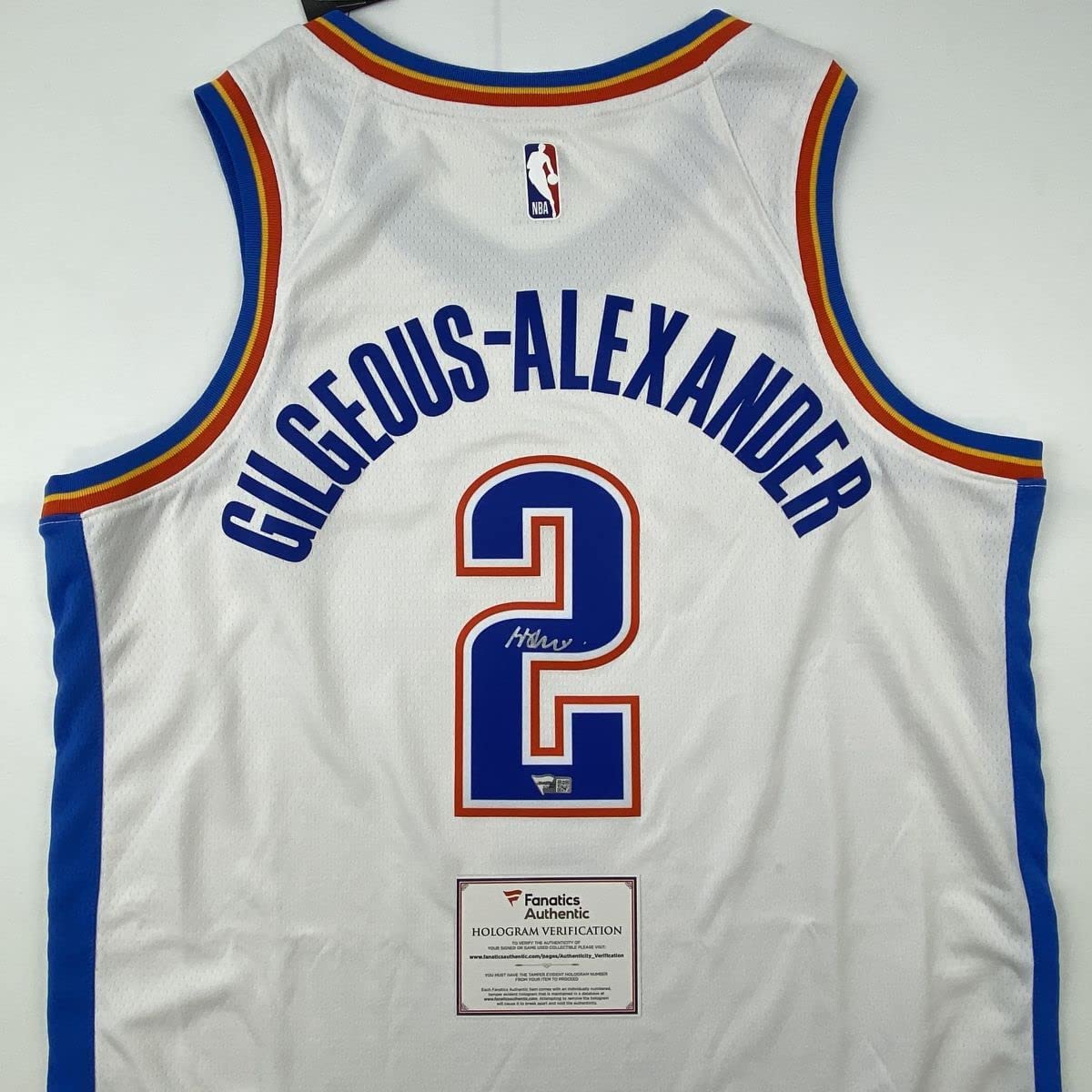 Autographed/Signed Shai Gilgeous-Alexander Oklahoma City Thunder White Basketball Jersey Fanatics COA