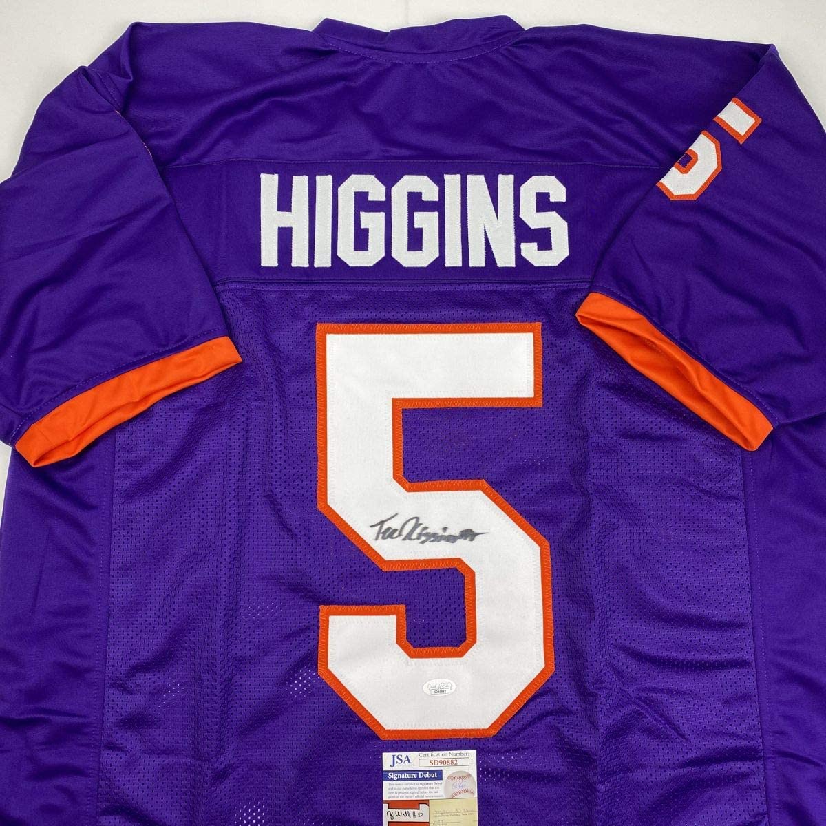 Autographed/Signed Tee Higgins Clemson Purple College Football Jersey JSA COA