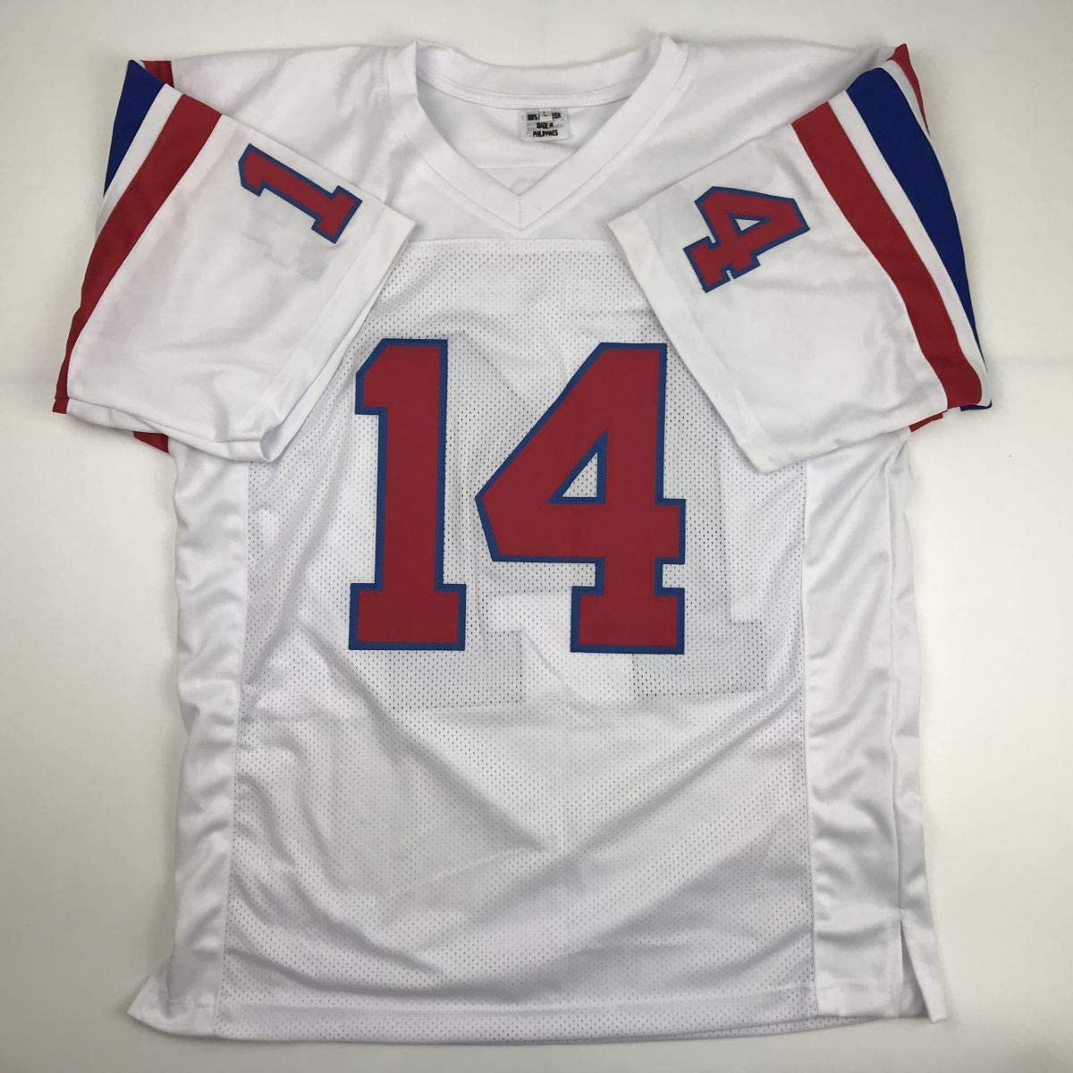 Autographed/Signed Steve Grogan New England White Football Jersey JSA COA