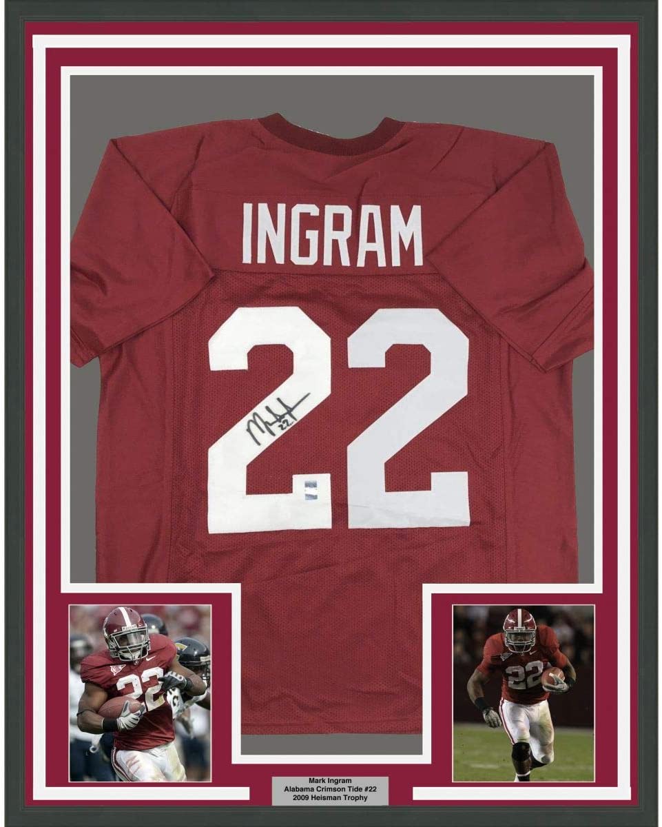 Framed Autographed/Signed Mark Ingram II 35x39 Alabama Crimson College Football Jersey GTSM COA Holo Only