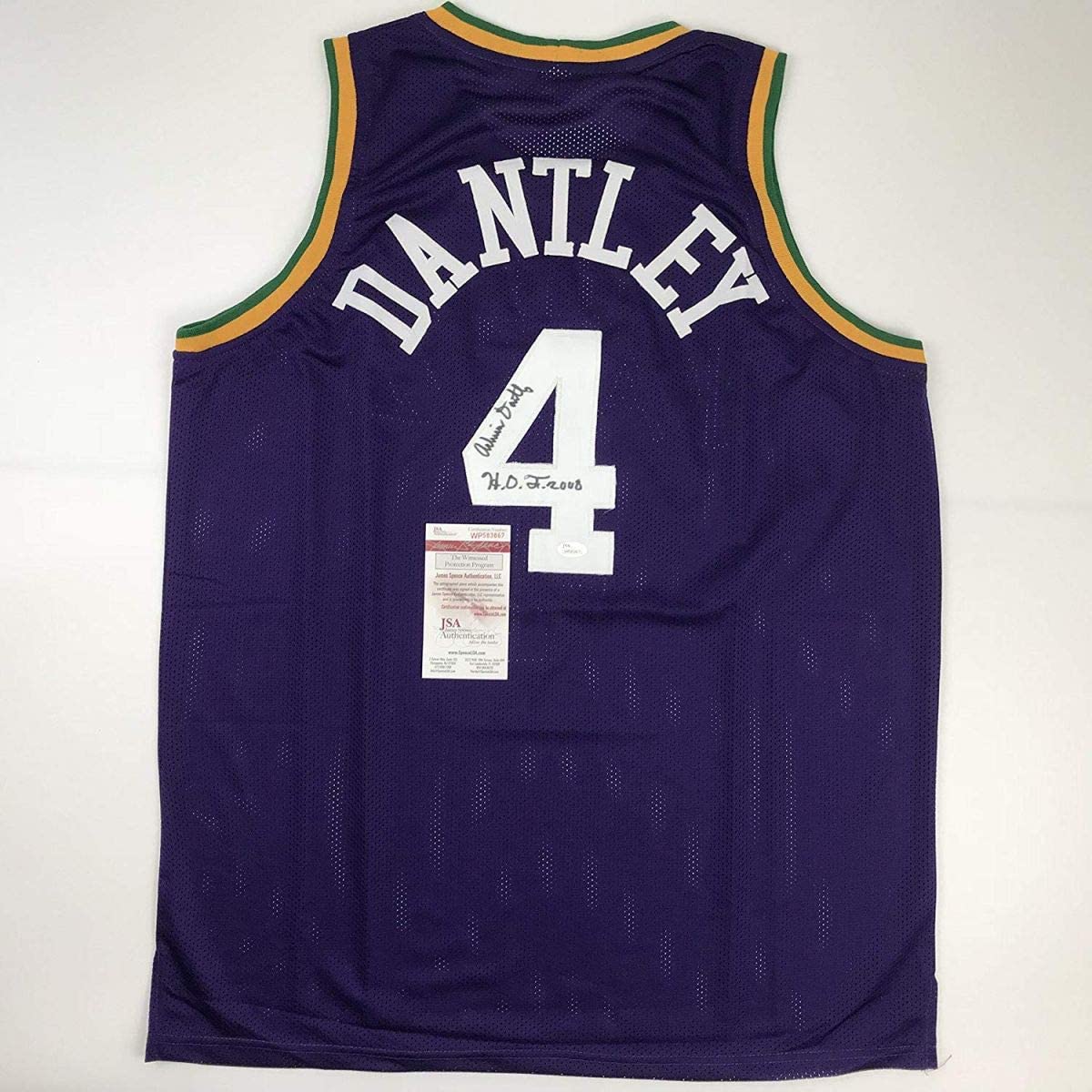 Autographed/Signed Adrian Dantley HOF 2008 Utah Purple Basketball Jersey JSA COA
