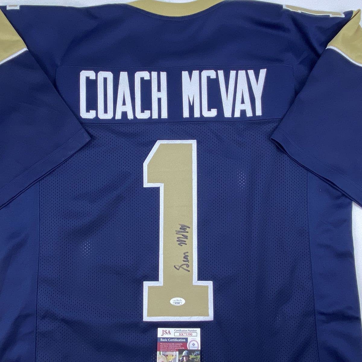 Autographed/Signed Sean McVay Los Angeles LA Dark Blue Football Jersey Beckett BAS COA