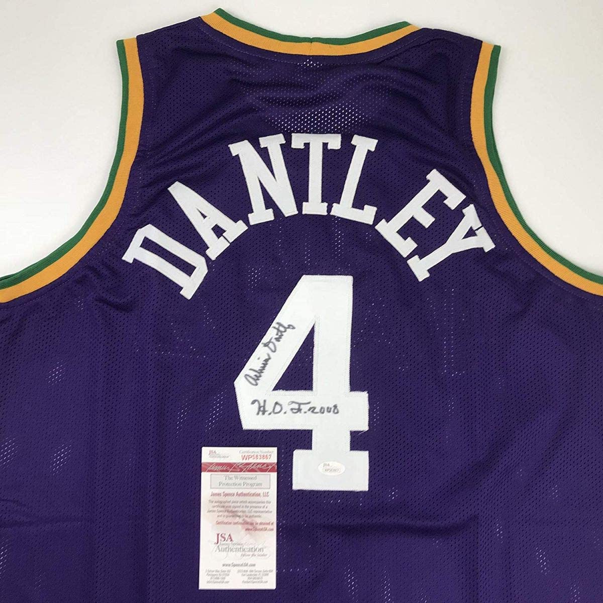 Autographed/Signed Adrian Dantley HOF 2008 Utah Purple Basketball Jersey JSA COA