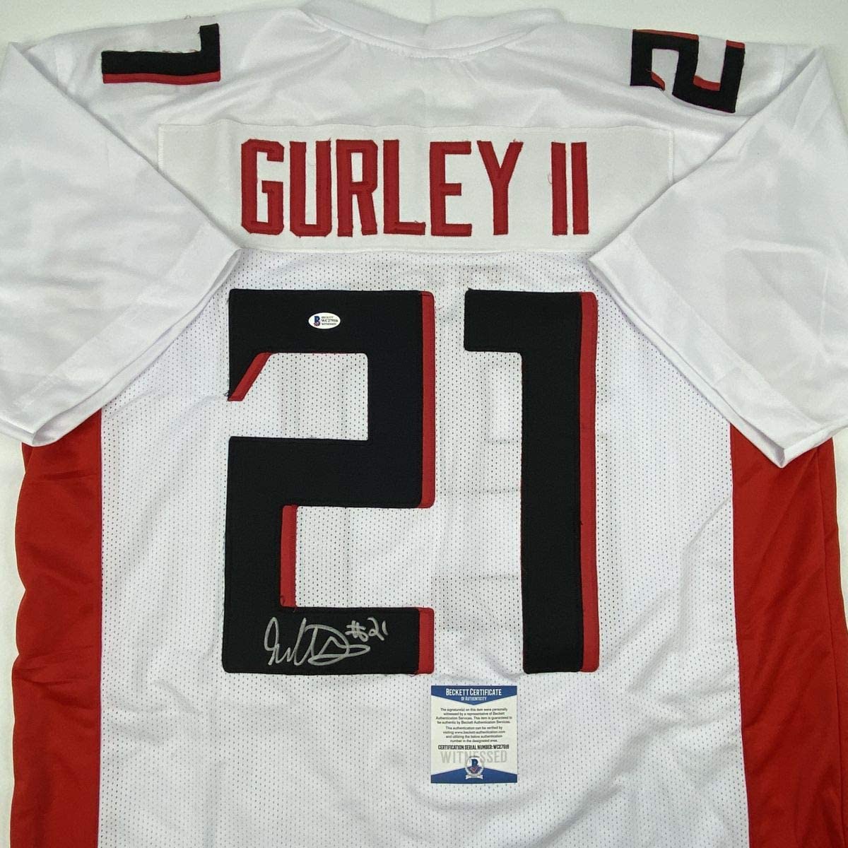 Autographed/Signed Todd Gurley II Atlanta White Football Jersey Beckett BAS COA