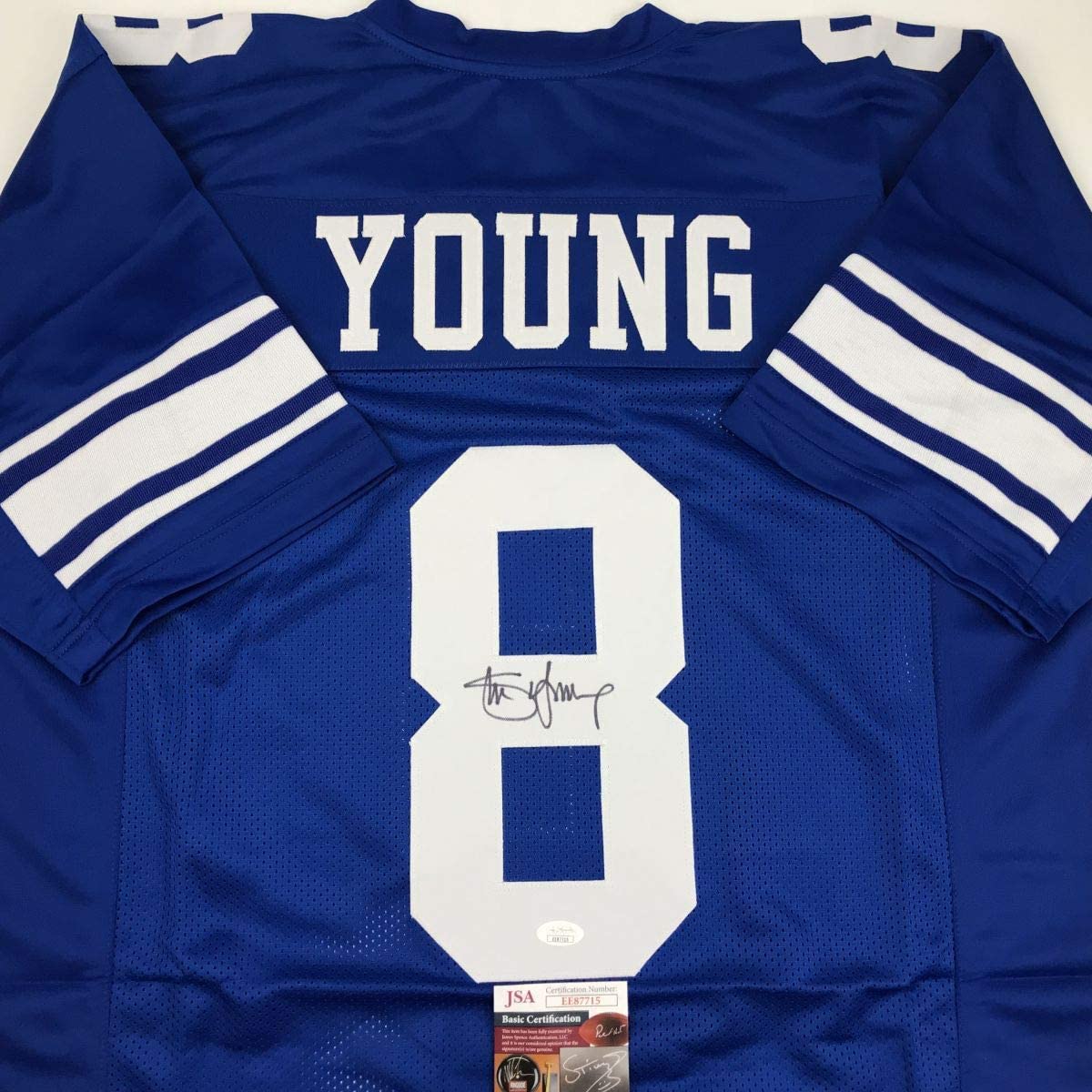Autographed/Signed Steve Young Brigham Young BYU Blue College Football Jersey JSA COA