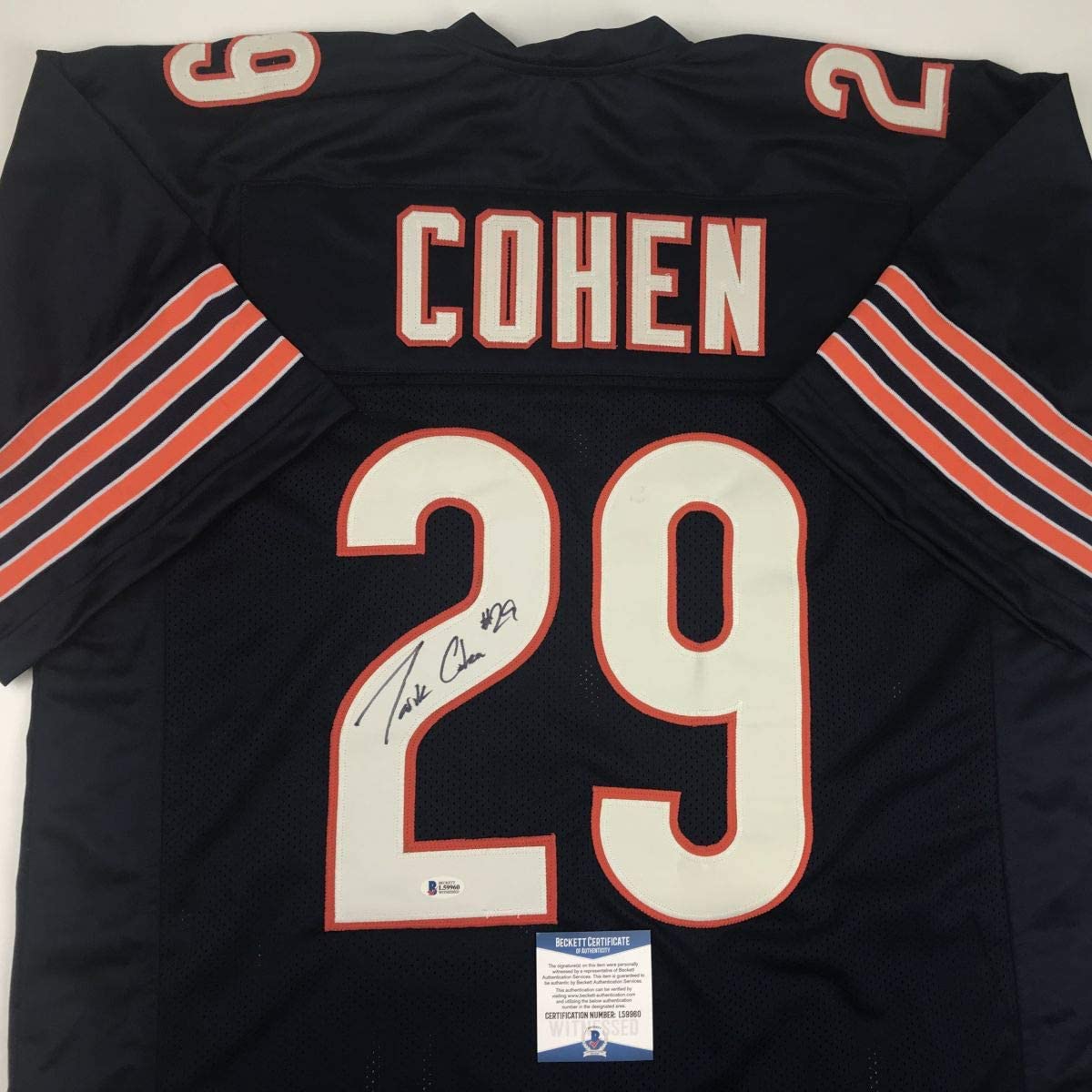 Autographed/Signed Tarik Cohen Chicago Blue Football Jersey Beckett BAS COA