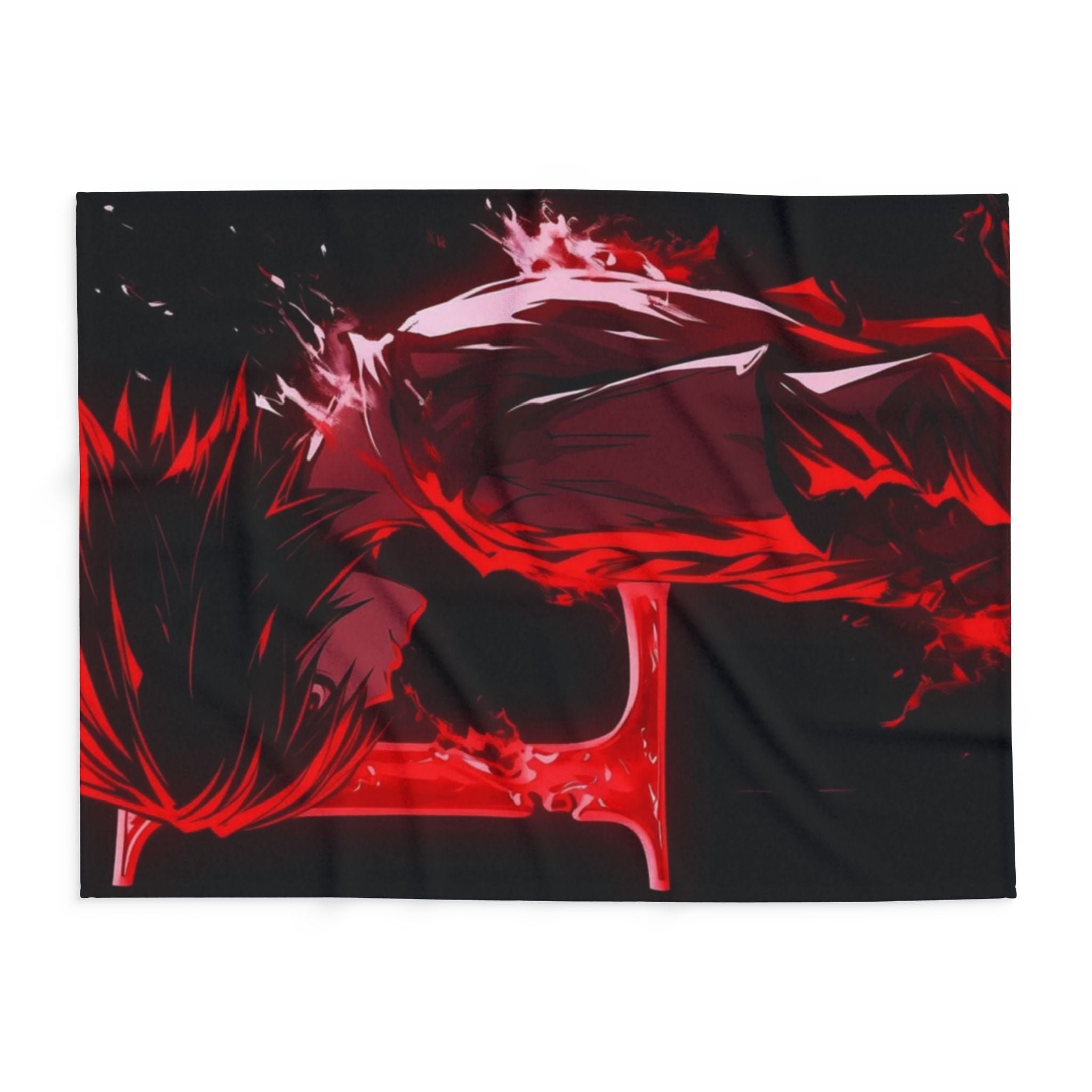 Dn L Anime-Inspired Cozy Fleece Blanket, Art Blanket, Throw for Gaming Room, Home Decor, Gift for Anime Lovers, Red and Black Design