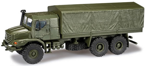 Herpa 744416 HO Scale Mercedes Zetros Armored Truck 6x6 - Assembled -- German Army (olive)