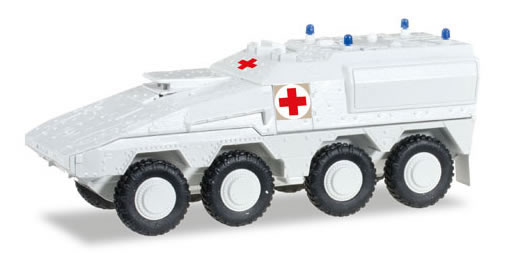 Herpa 745338 HO Scale Boxer Personnel Carrier - Assembled -- Red Cross (white, red)