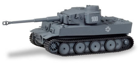 Herpa 745949 HO Scale Tiger Tank Version 1 H1 - Assembled -- Russian Front #100 (gray, white outline numbers)
