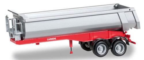 Herpa 76037 HO Scale 2-Axle Dump Trailer - Assembled -- Silver, Red