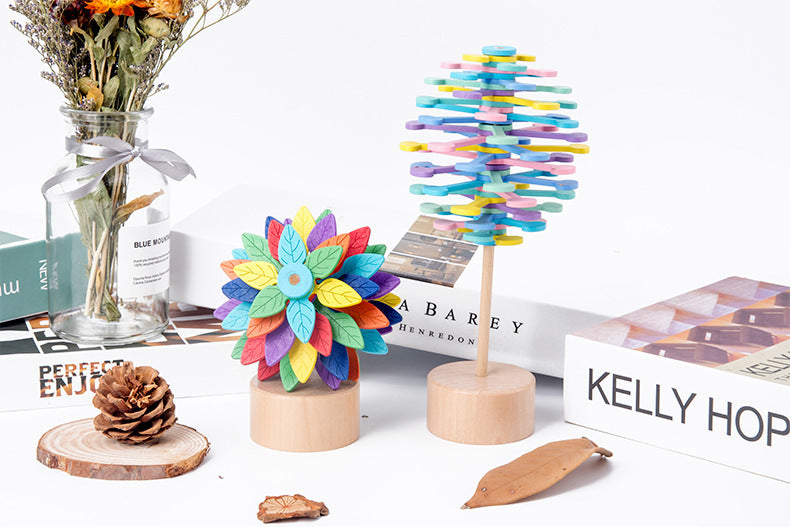 Wooden Rotating Lollipop Toy – Stress Relief Spiral Desk Ornament