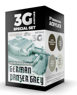 AK Interactive 11642 Modulation Series: German Panzer Grey 3G Acrylic Paint Set