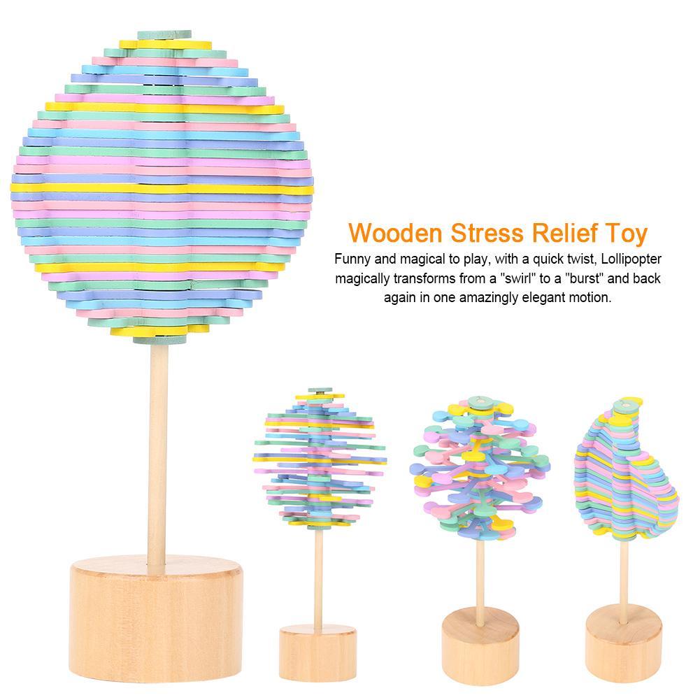 Wooden Rotating Lollipop Toy – Stress Relief Spiral Desk Ornament