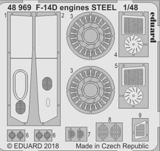 Eduard 48969 1/48 Aircraft- F14D Engines Steel for TAM (D)