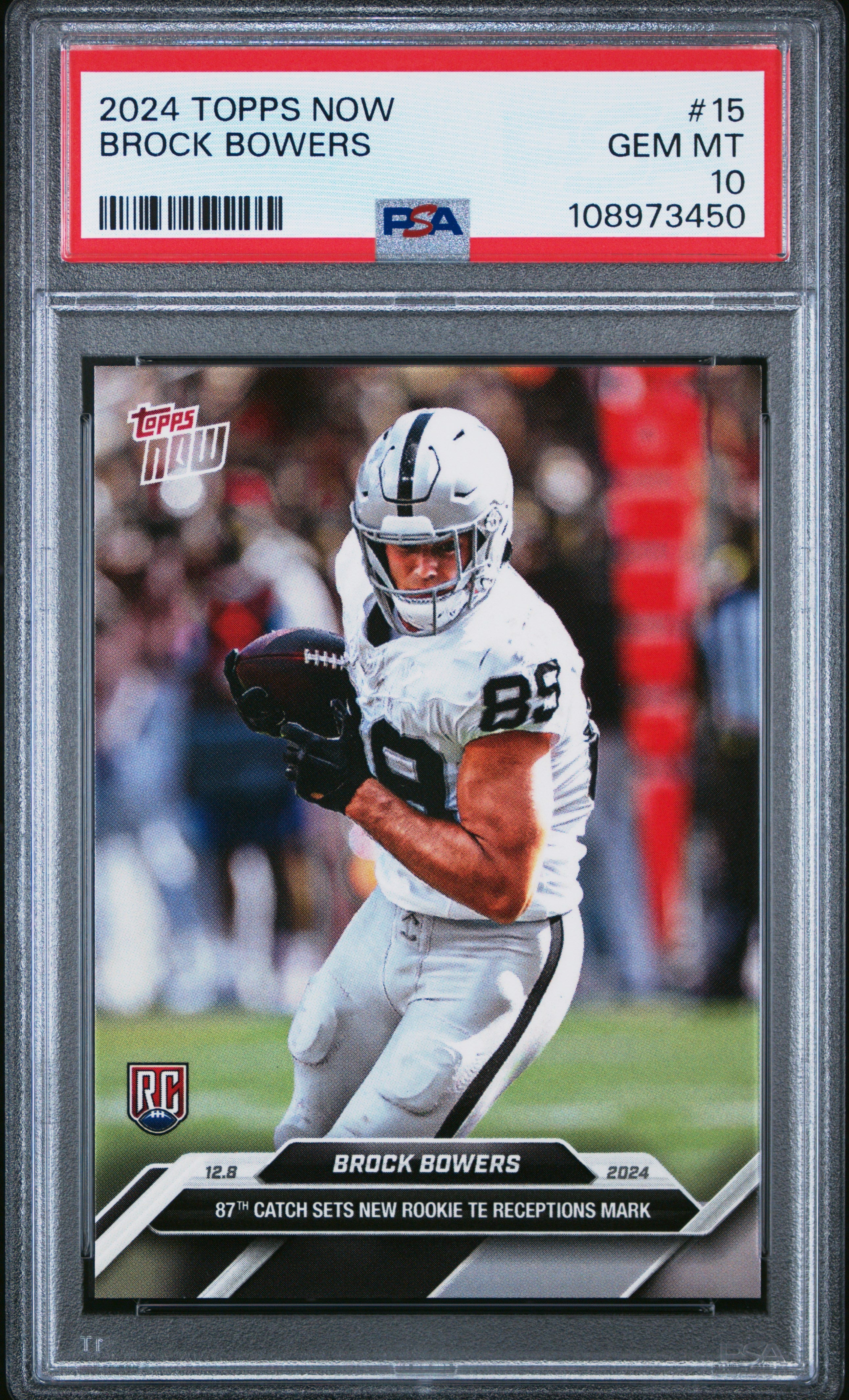Graded 2024 Topps Now Brock Bowers #15 Rookie RC Football Card PSA 10