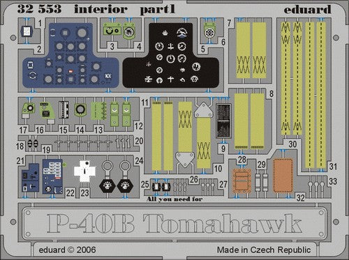 Eduard 32553 1/32 Aircraft- P40B Interior for TSM (Painted)