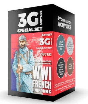 AK Interactive 11637 Figures Series: WWI French Uniforms Acrylic Paint Set (4 Colors) 17ml Bottles