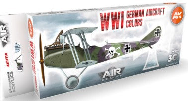 AK Interactive 11710 Air Series: WWI German Aircraft 3G Acrylic Paint Set (8 Col