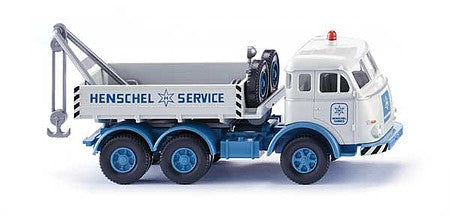 Wiking 63408 HO Scale 1955-1961 Henschel Tow Truck - Assembled -- Henschel Service (white, blue)