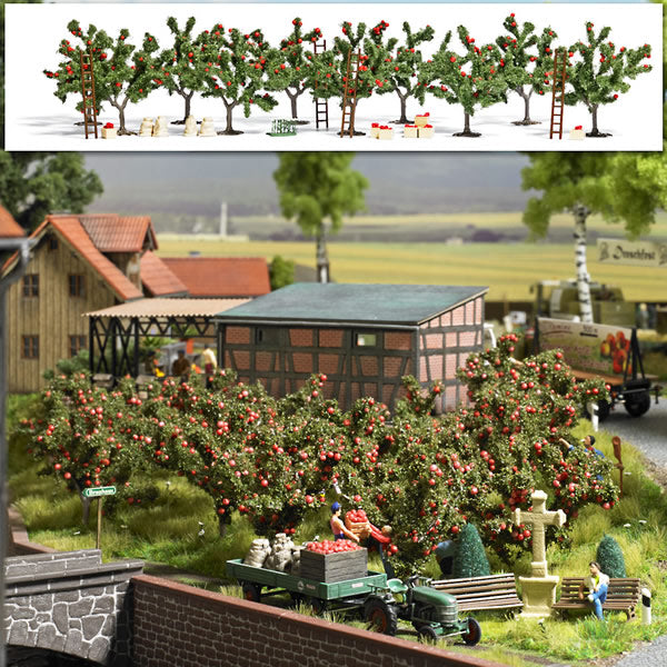 Busch 6620 HO Scale Apple Orchard Harvest Scene w/Details