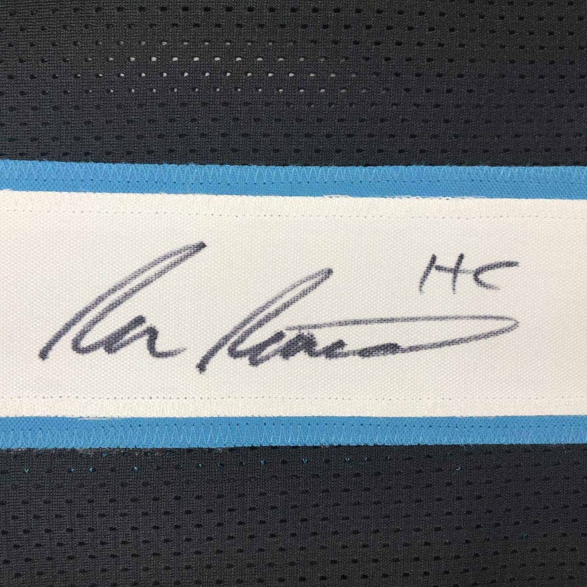 Autographed/Signed Ron Rivera Carolina Black Football Jersey Beckett BAS COA