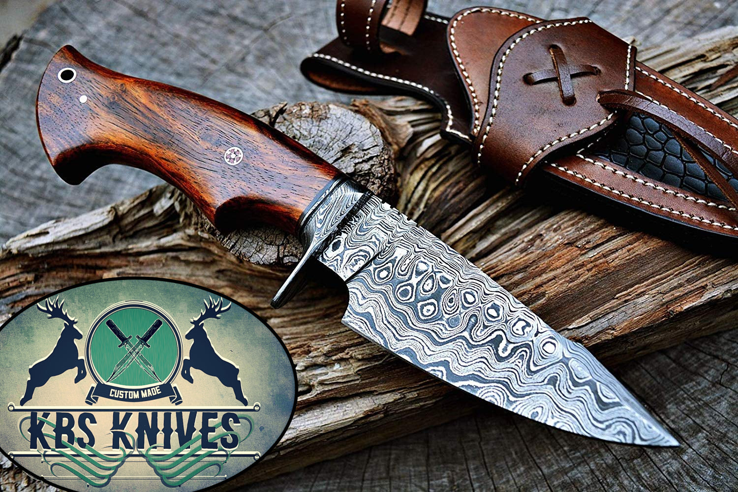 Custom Handmade Damascus Steel Hunting Knife