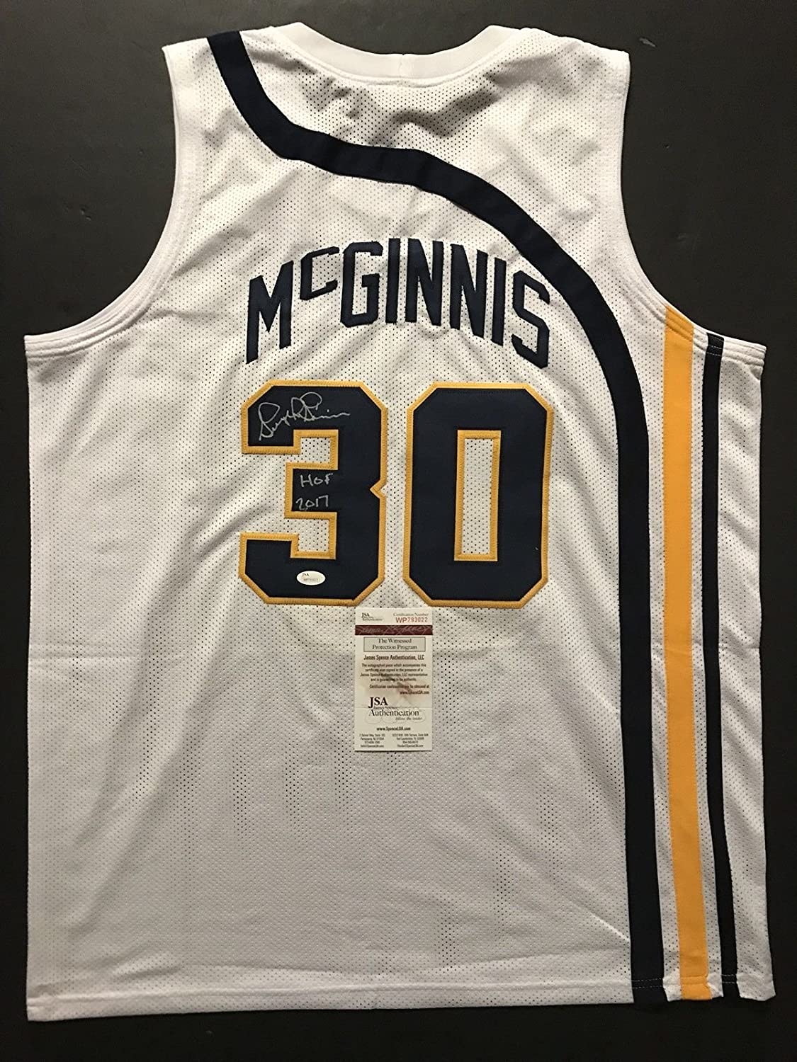 Autographed/Signed George McGinnis HOF 17 Indiana White Basketball Jersey JSA COA