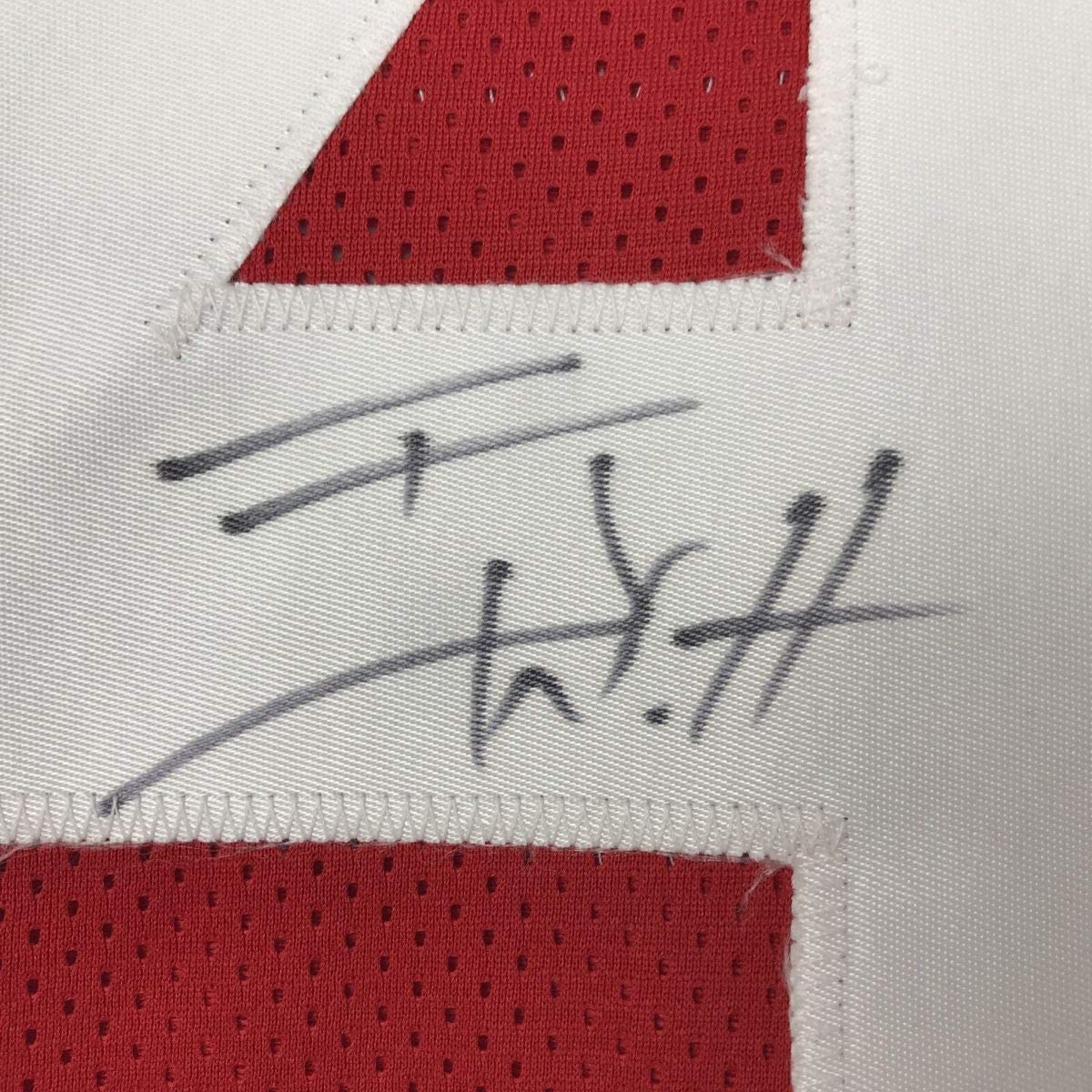 Autographed/Signed TJ T.J. Watt Wisconsin Red College Football Jersey JSA COA
