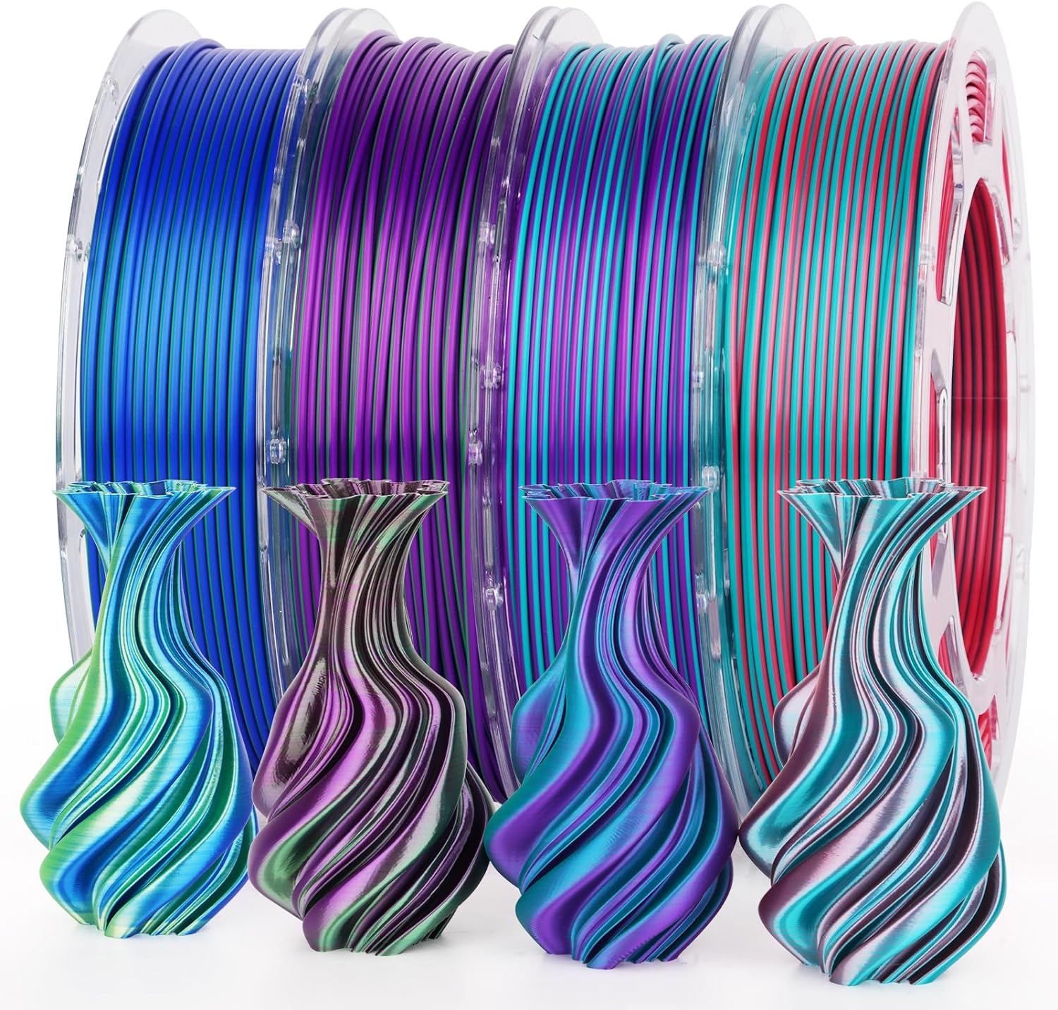 PLA Silk Dual Color Variety Pack (4x200g) - 1.75MM