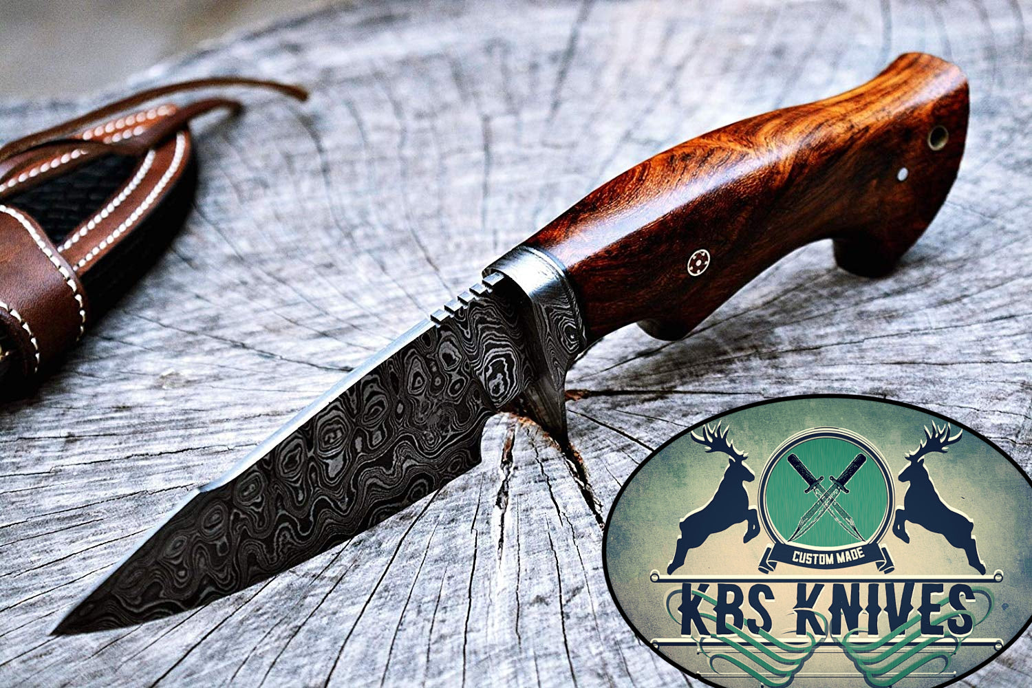Custom Handmade Damascus Steel Hunting Knife