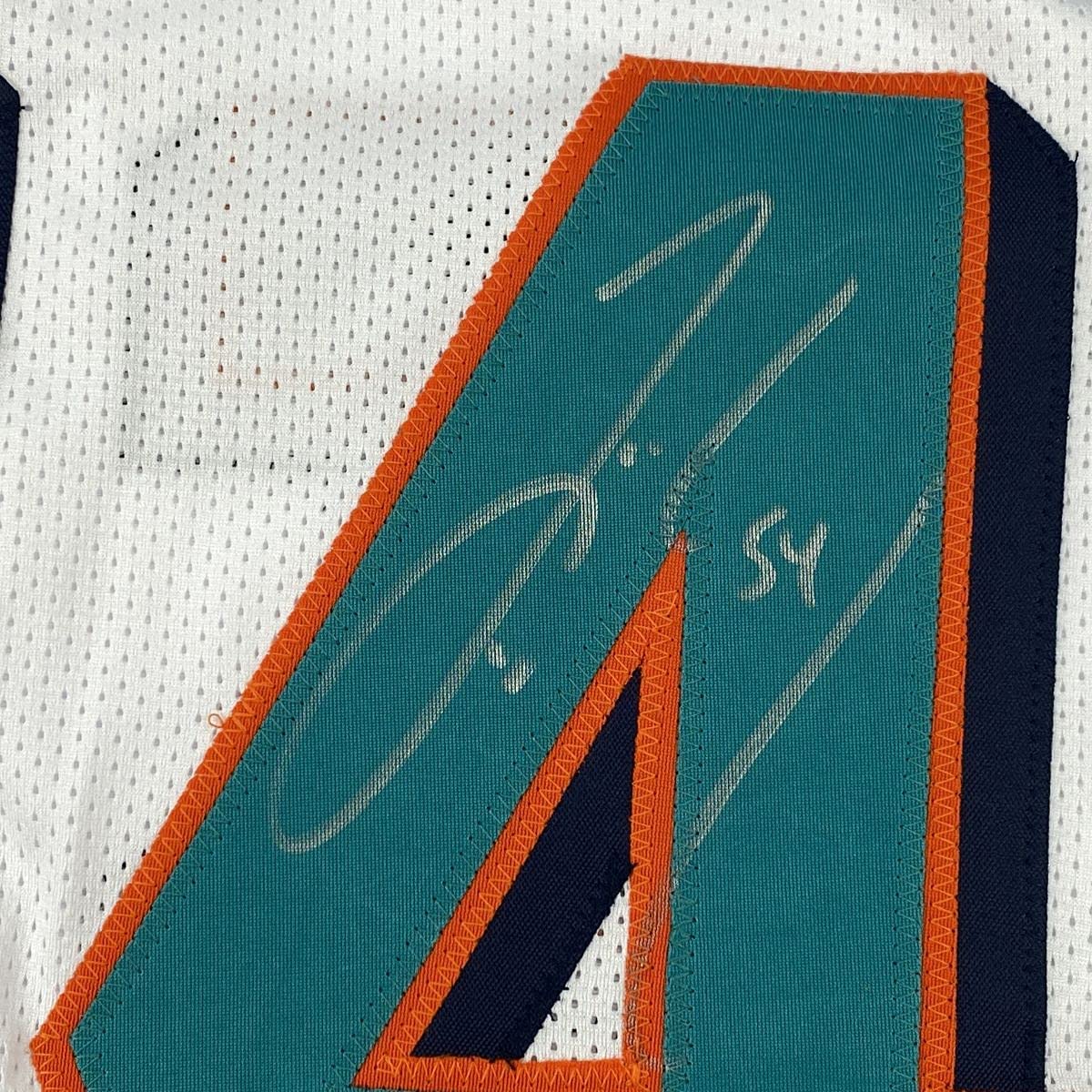 Autographed/Signed Zach Thomas Miami White Football Jersey JSA COA