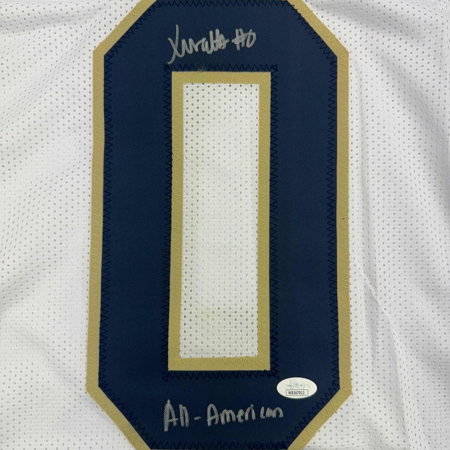 Autographed/Signed Xavier Watts All-American Notre Dame White College Football Jersey JSA COA