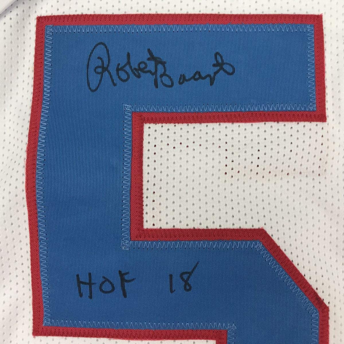 Autographed/Signed Robert Brazile HOF 18 Houston White Football Jersey JSA COA