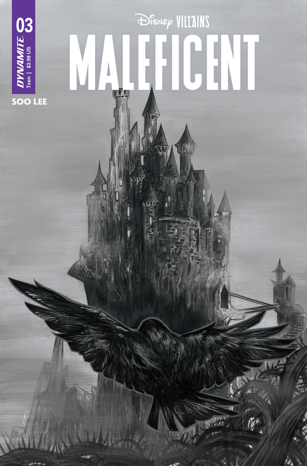 Disney Villains Maleficent #3 F 1:10 Soo Lee B&W Variant (07/05/2023) Dynamite
