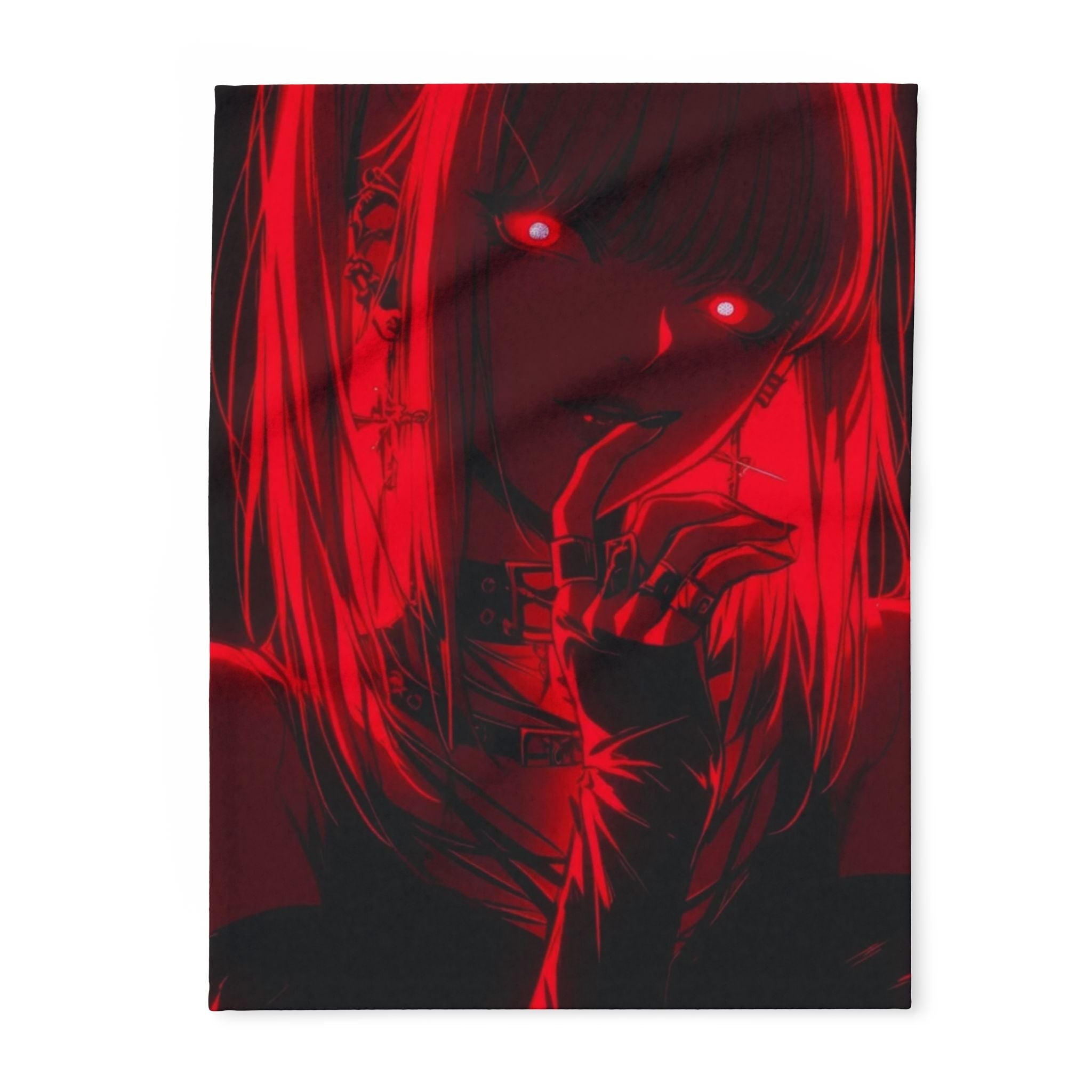 Dn missa Cozy Arctic Fleece Blanket with Striking Red Design - Perfect for Gifting, Home Décor, Anime Nights, Cozy Evenings, Horror Lovers